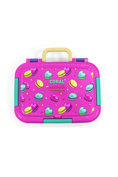 Coral High Kids Açık Pembe Su Yeşili Makaron Desenli Paslanmaz Çelik Beslenme Kabı 39216 - 5