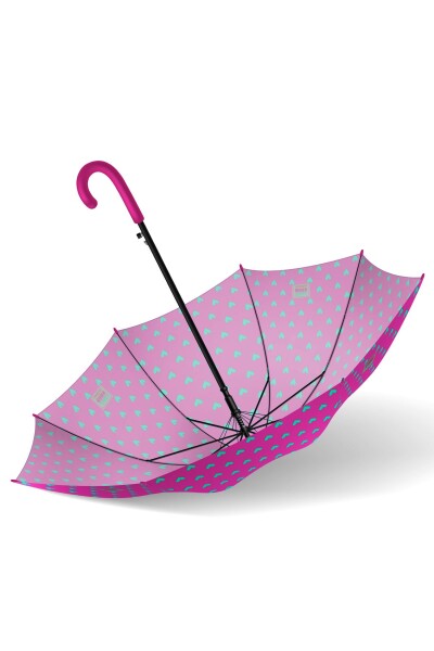Coral High Kids Neon Pembe Su Yeşili Kalp Desenli Çocuk Şemsiyesi 12660 - 7