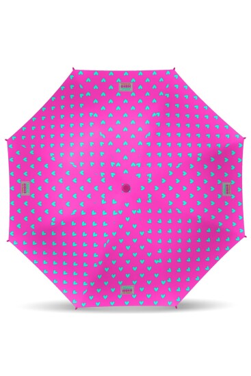 Coral High Kids Neon Pembe Su Yeşili Kalp Desenli Çocuk Şemsiyesi 12660 - 2