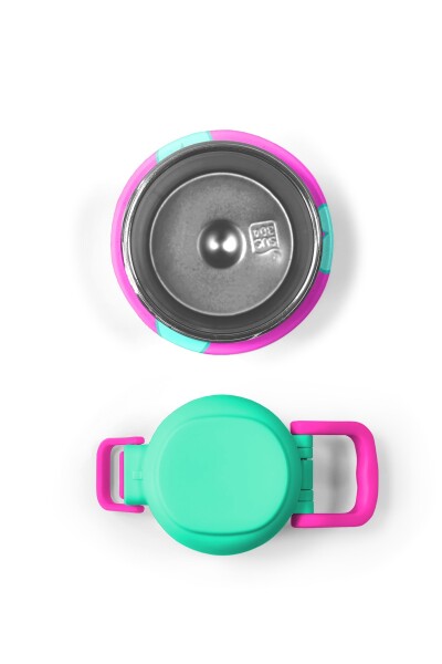 Coral High Kids Neon Pembe Su Yeşili Kalp Desenli Pipetli ve Direkt İçim Çelik Termos 500 ml 31906 - 8