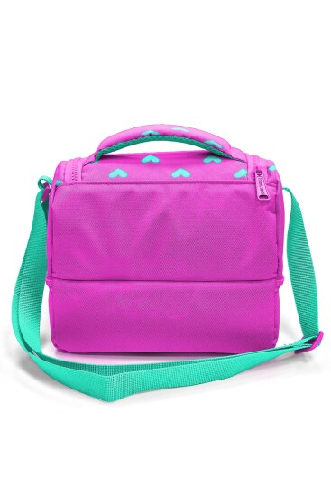 Coral High Kids Neon Pembe Su Yeşili Kalpj Desenli Thermo İki Katlı Beslenme Çantası 37212 - 8