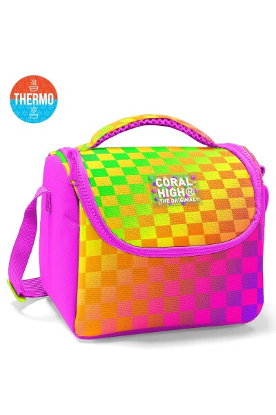 Coral High Kids Neon Renkli Dama Desenli Çekçekli 3'lü Çanta Seti SET0134003 - 3