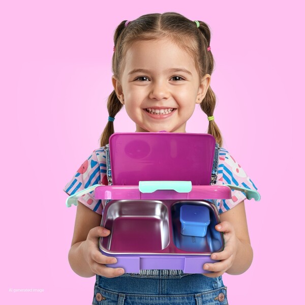 Coral High Kids Neon Renkli Dama Desenli Paslanmaz Çelik Beslenme Kabı 39103 - 4