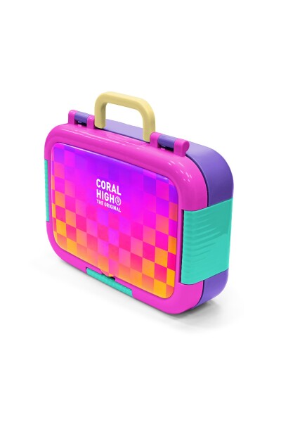 Coral High Kids Neon Renkli Dama Desenli Paslanmaz Çelik Beslenme Kabı 39103 - 5
