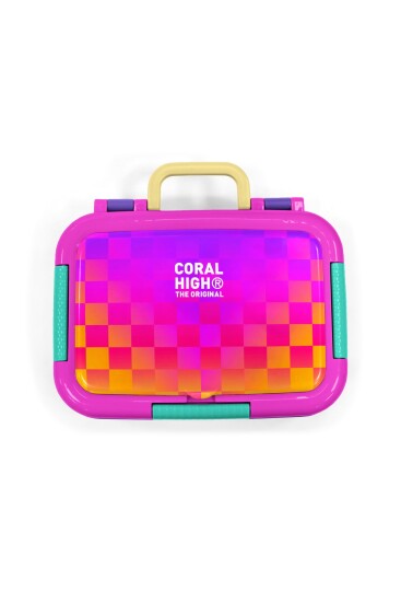 Coral High Kids Neon Renkli Dama Desenli Paslanmaz Çelik Beslenme Kabı 39103 - 6