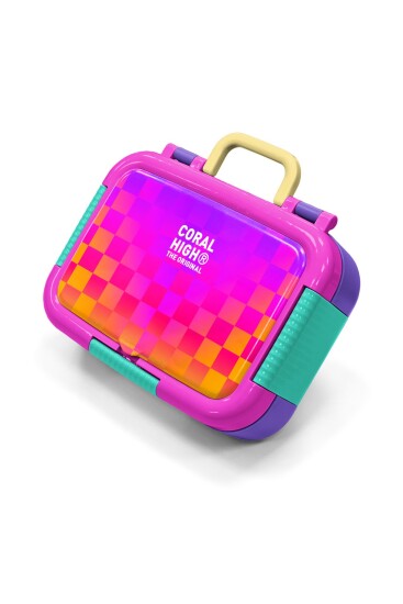 Coral High Kids Neon Renkli Dama Desenli Paslanmaz Çelik Beslenme Kabı 39103 