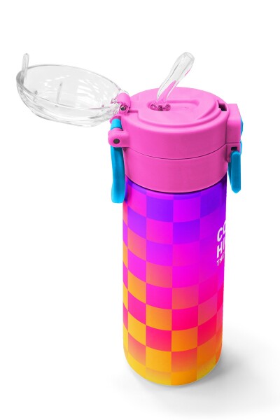 Coral High Kids Neon Renkli Dama Desenli Pipetli ve Direkt İçim Çelik Termos 500 ml 38103 - 5