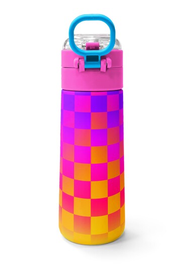 Coral High Kids Neon Renkli Dama Desenli Pipetli ve Direkt İçim Çelik Termos 500 ml 38103 - 4