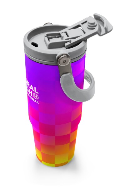 Coral High Kids Neon Renkli Dama Desenli Pipetli ve Direkt İçim Çelik Termos 900 ml 38729 - 3