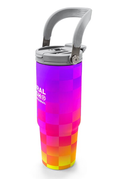 Coral High Kids Neon Renkli Dama Desenli Pipetli ve Direkt İçim Çelik Termos 900 ml 38729 - 4