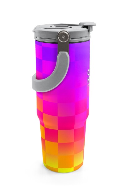 Coral High Kids Neon Renkli Dama Desenli Pipetli ve Direkt İçim Çelik Termos 900 ml 38729 - 6