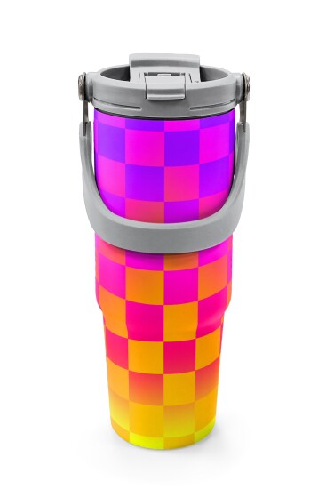 Coral High Kids Neon Renkli Dama Desenli Pipetli ve Direkt İçim Çelik Termos 900 ml 38729 - 7