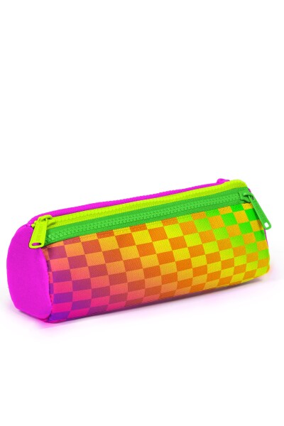 Coral High Kids Neon Renkli Dama Desenli Üç Bölmeli Kalem Çantası 31003 - 3