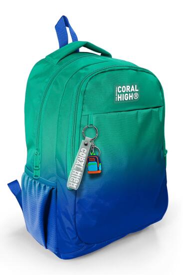 Coral High Kids Yeşil Saks Renk Geçişli Üç Bölmeli Okul Sırt Çantası 23665 - Coral High KIDS