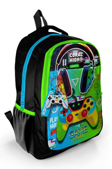 Coral High Kids Kulaklık Game Desenli Üç Bölmeli Okul Sırt Çantası 23667 - Coral High KIDS