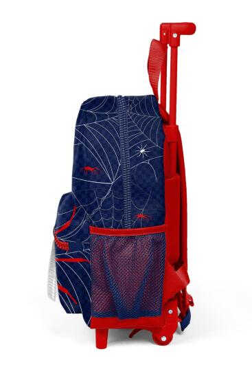 Minik Yuva Çekçekli Sırt Çantası Lacivert Kırmızı Örümcek Desenli İki Bölmeli 24017 - 6