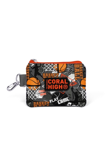 Coral High Kids Siyah Gri Basketbol Desenli Bozuk Para Çantası 21863 