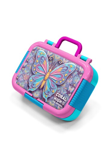 Coral High Kids Pastel Renkli Kelebek Desenli Paslanmaz Çelik Beslenme Kabı 39106 - Coral High