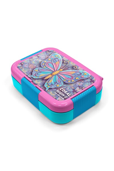 Coral High Kids Pastel Renkli Kelebek Desenli Paslanmaz Çelik Beslenme Kabı 39106 - 2