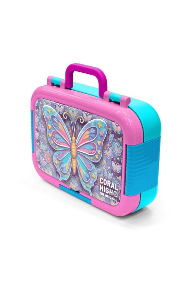 Coral High Kids Pastel Renkli Kelebek Desenli Paslanmaz Çelik Beslenme Kabı 39106 - 4