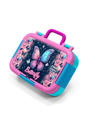 Coral High Kids Pastel Renkli Kelebek Desenli Paslanmaz Çelik Beslenme Kabı 39149 - 1