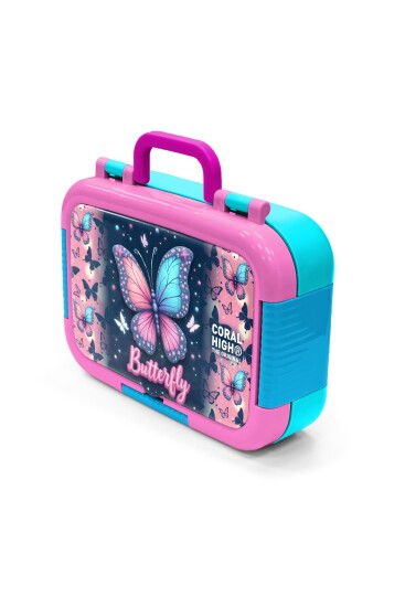 Coral High Kids Pastel Renkli Kelebek Desenli Paslanmaz Çelik Beslenme Kabı 39149 - 4