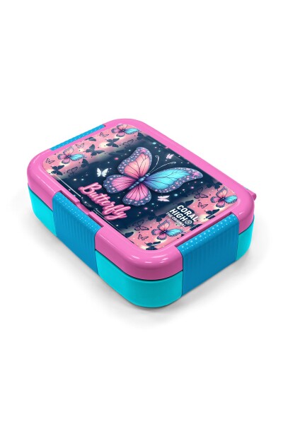 Coral High Kids Pastel Renkli Kelebek Desenli Paslanmaz Çelik Beslenme Kabı 39149 - 2