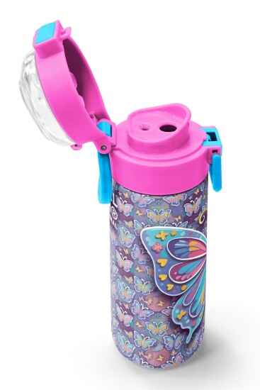 Coral High Kids Pastel Renkli Kelebek Desenli Pipetli ve Direkt İçim Çelik Termos 500 ml 38106 - 6