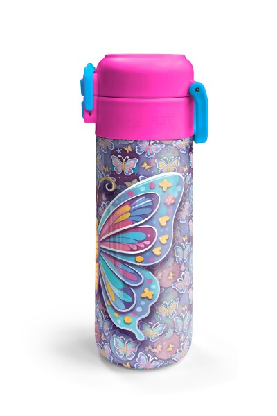 Coral High Kids Pastel Renkli Kelebek Desenli Pipetli ve Direkt İçim Çelik Termos 500 ml 38106 - 6