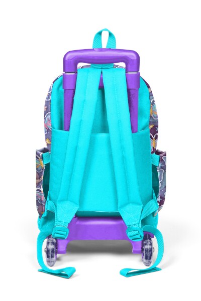 Coral High Kids Pastel Renkli Kelebek Desenli Üç Bölmeli Çekçekli Okul Sırt Çantası 34006 - 4