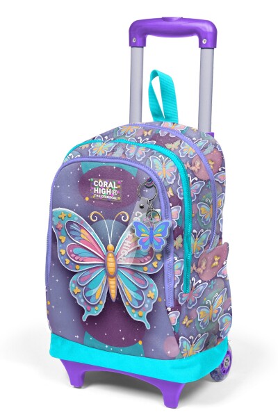 Coral High Kids Pastel Renkli Kelebek Desenli Üç Bölmeli Çekçekli Okul Sırt Çantası 34006 - 6