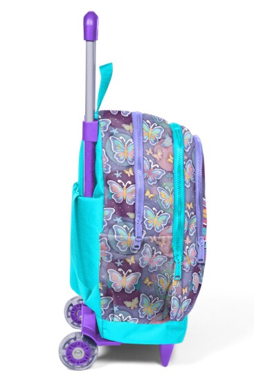 Coral High Kids Pastel Renkli Kelebek Desenli Üç Bölmeli Çekçekli Okul Sırt Çantası 34006 - 7