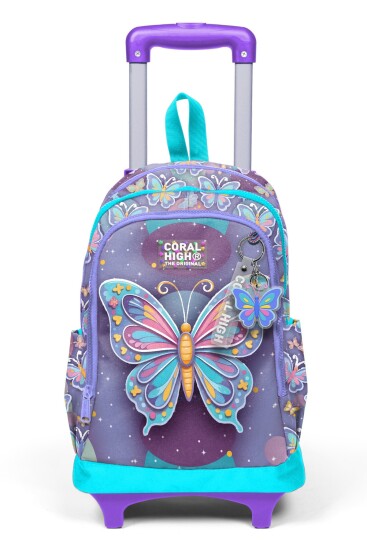 Coral High Kids Pastel Renkli Kelebek Desenli Üç Bölmeli Çekçekli Okul Sırt Çantası 34006 - 8