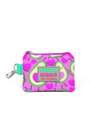 Coral High Kids Açık Pembe Su Yeşili Avakoda Desenli Bozuk Para Çantası 21809 