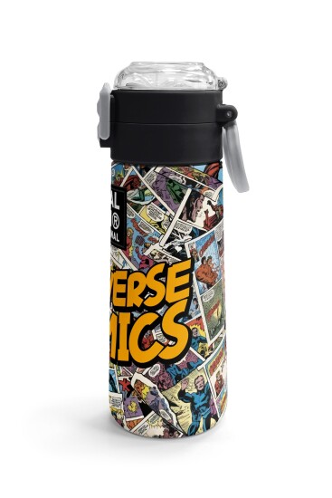 Coral High Kids Pembe Çizgi Roman Desenli Pipetli ve Direkt İçim Çelik Termos 500 ml 38115 - 3