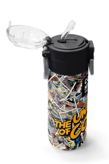 Coral High Kids Pembe Çizgi Roman Desenli Pipetli ve Direkt İçim Çelik Termos 500 ml 38115 - 5