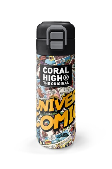 Coral High Kids Çizgi Roman Desenli Pipetli ve Direkt İçim Çelik Termos 500 ml 38115 - 4