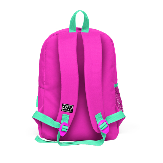 Coral High Kids Neon Pembe Dama Desenli Dört Bölmeli USB'li Okul Sırt Çantası 23801 - 3