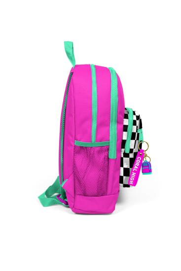 Coral High Kids Neon Pembe Dama Desenli Dört Bölmeli USB'li Okul Sırt Çantası 23801 - 2