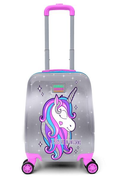 Coral High Kids Pembe Gümüş Unicorn Desenli Çocuk Valizi 16728 - 1