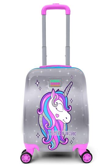 Coral High Kids Pembe Gümüş Unicorn Desenli Çocuk Valizi 16728 