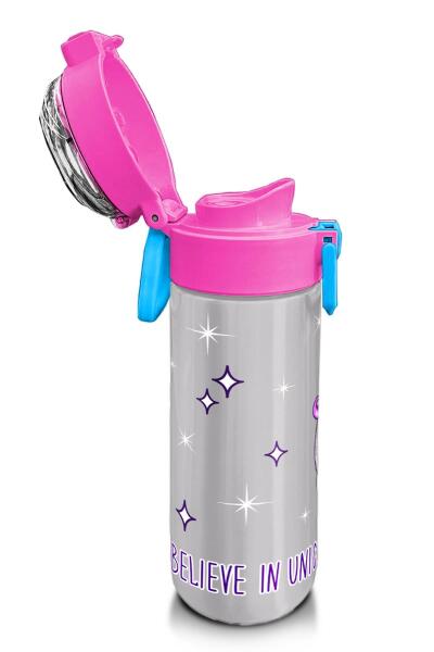 Coral High Kids Pembe Gümüş Unicorn Desenli Pipetli ve Direkt İçim Çelik Termos 500 ml 31821 - 6
