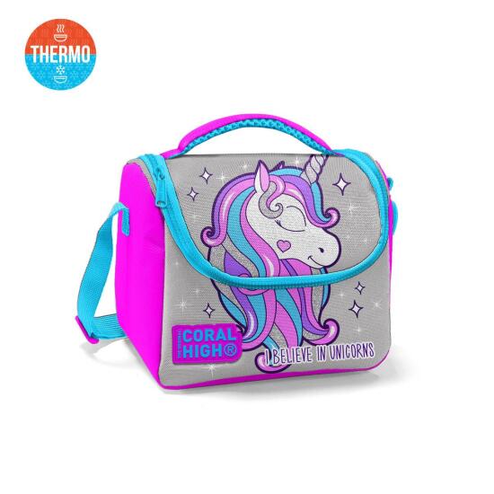 Coral High Kids Pembe Gümüş Unicorn Desenli Thermo Beslenme Çantası 11836 