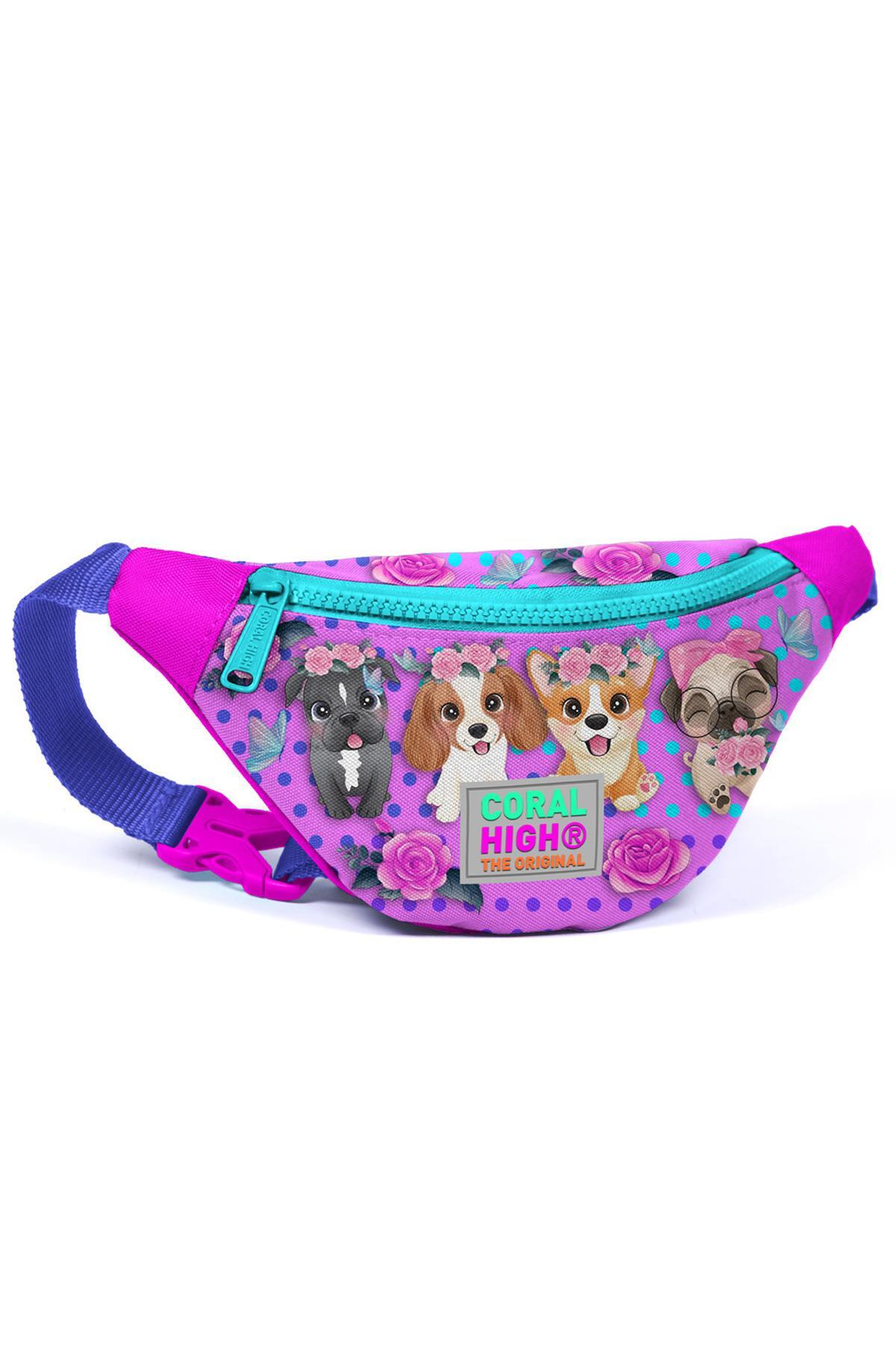 Coral High Kids Pembe Köpek Desenli Bel Çantası 11502