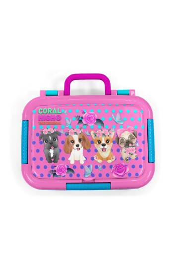 Coral High Kids Pembe Köpek Desenli Desenli Paslanmaz Çelik Beslenme Kabı 39258 - 5