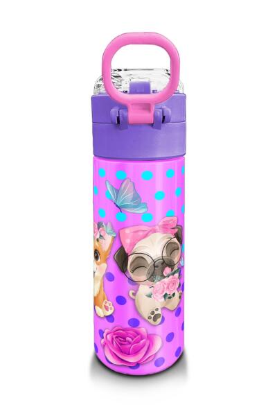 Coral High Kids Pembe Köpek Desenli Pipetli ve Direkt İçim Çelik Termos 500 ml 31951 - 3