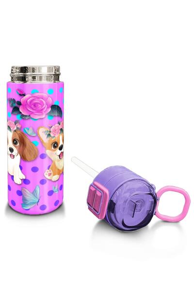Coral High Kids Pembe Köpek Desenli Pipetli ve Direkt İçim Çelik Termos 500 ml 31951 - 4