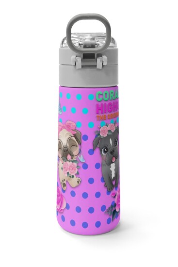 Coral High Kids Pembe Köpek Desenli Pipetli ve Direkt İçim Çelik Termos 500 ml 31951 - 4