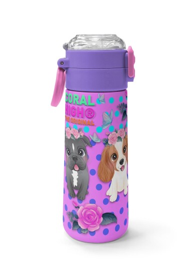 Coral High Kids Pembe Köpek Desenli Pipetli ve Direkt İçim Çelik Termos 500 ml 31951 - 2
