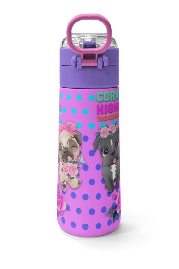 Coral High Kids Pembe Köpek Desenli Pipetli ve Direkt İçim Çelik Termos 500 ml 31951 - 4